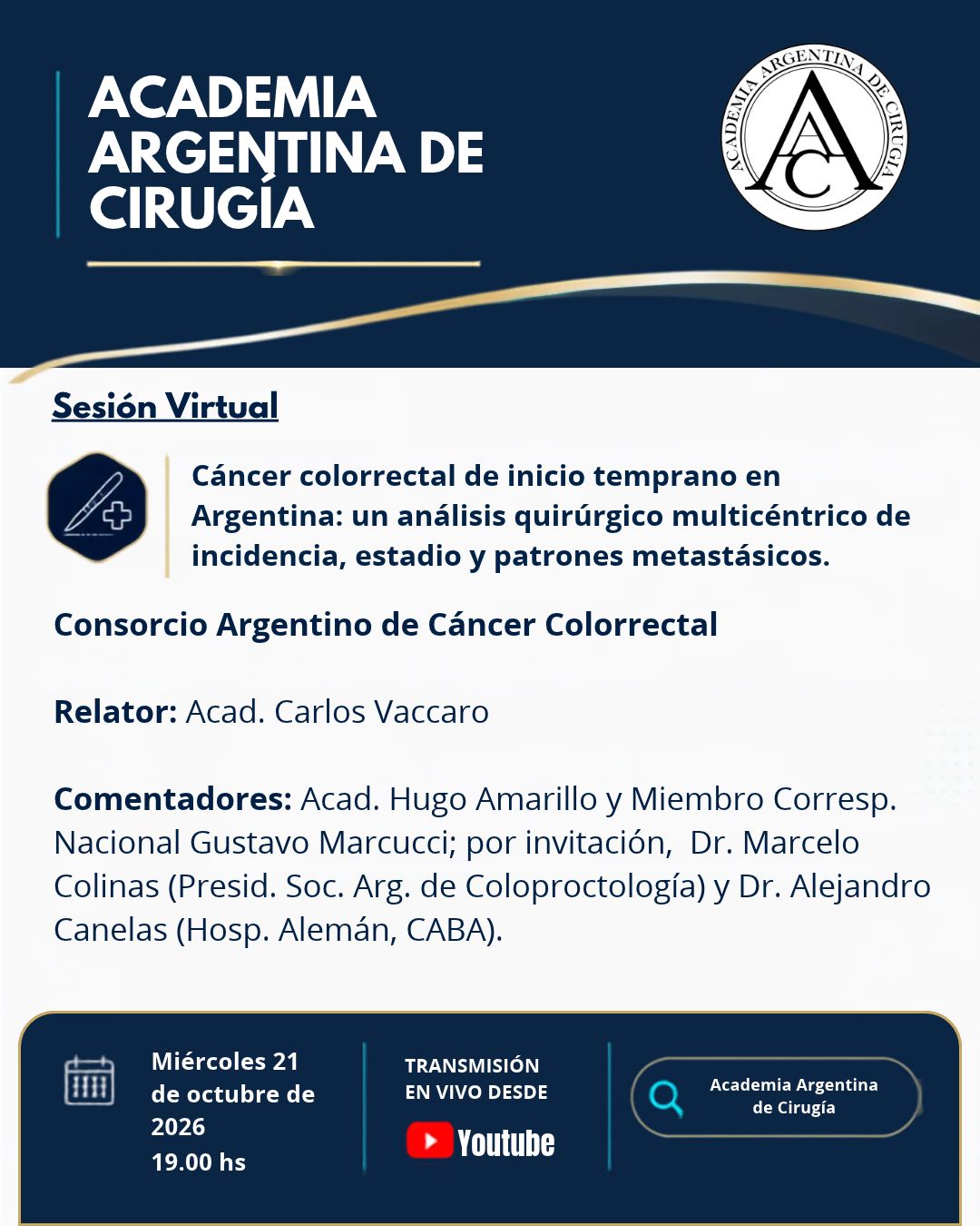 Flyer: Próxima Sesión Virtual: 21 de octubre