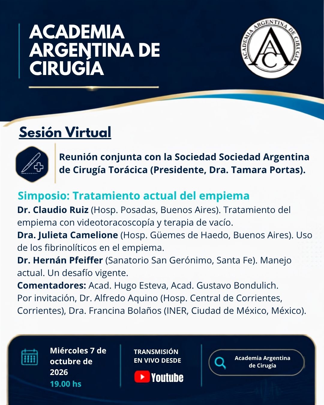 Flyer: Próxima Sesión Virtual: 7 de octubre